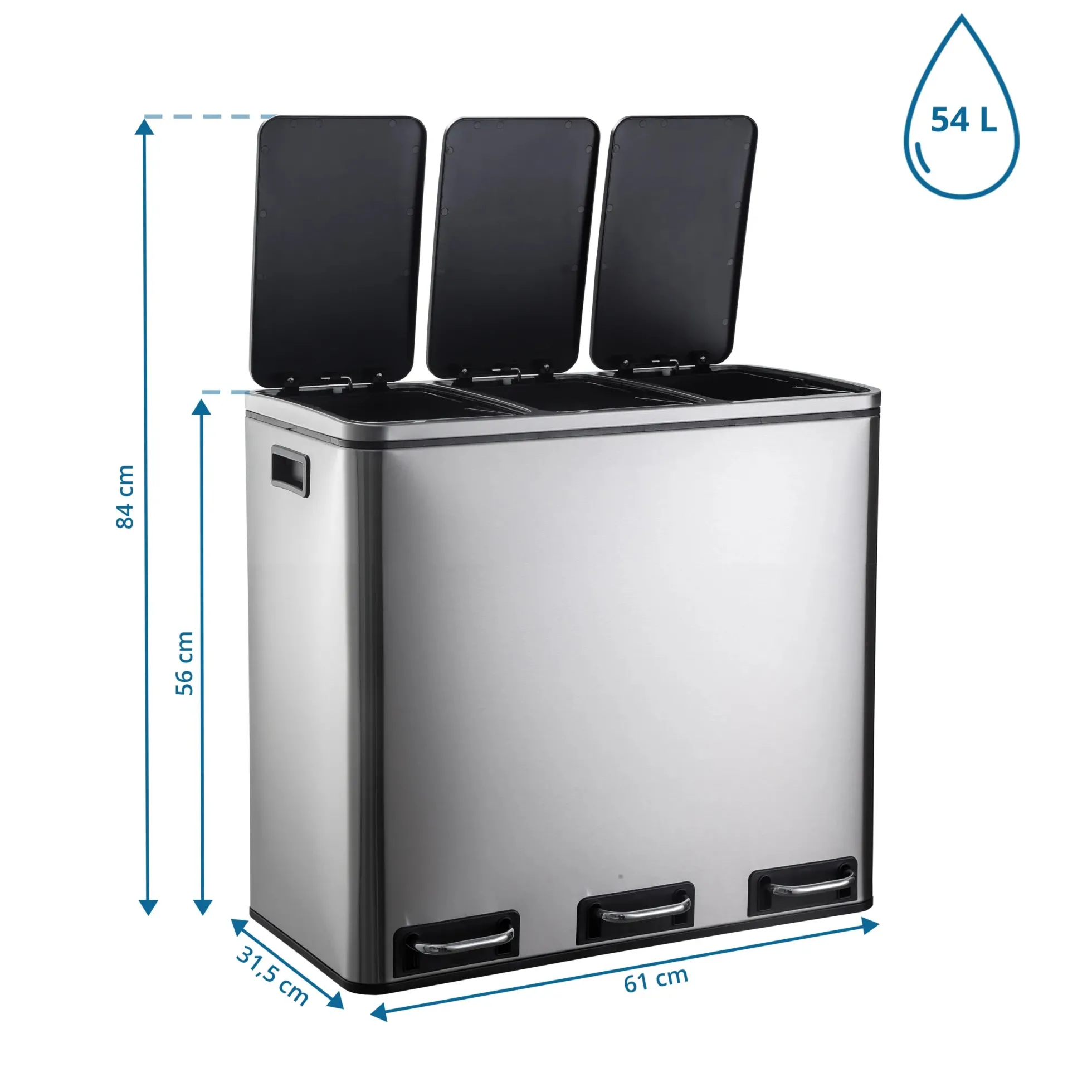 Clean 9 | 3 x 18L - Mülleimer Silber