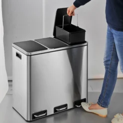 Clean 9 | 3 x 18L - Mülleimer Silber