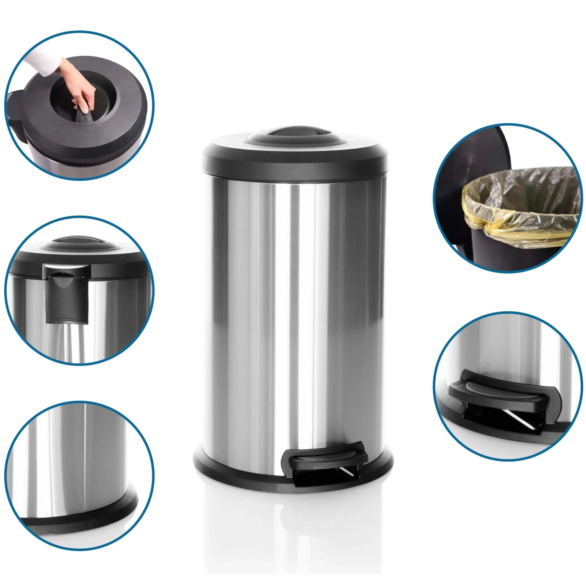 CLEAN X | 40L - Mülleimer Silber