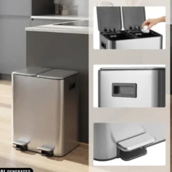 Clean 10 | 2 x 15L - Mülleimer Silber