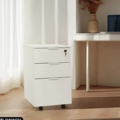 DAVIK | Holz - Rollcontainer Weiß
