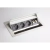 ELDATA0 | Steckdosenleiste (ohne Fräsung) | 3 x Steckdose | 2 x RJ45 - Zubehör Silber