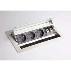 ELDATA0 | Steckdosenleiste (ohne Fräsung) | 3 x Steckdose | 2 x RJ45 - Zubehör Silber