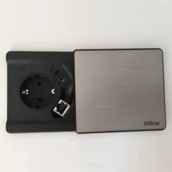 ELDO800 | Steckdosenleiste (ohne Fräsung) | 1 x Steckdose | 1 x USB | 1 x RJ45 - Zubehör Edelstahl