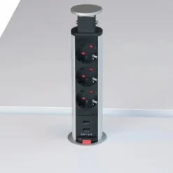 ELDO601 | Steckdosentower (inkl. Fräsung) | 3 x Steckdose | 2 x USB - Zubehör Alu