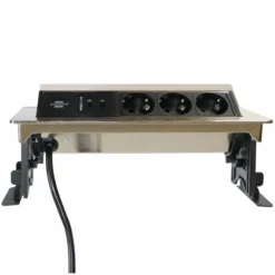 ELDUSB1 | Steckdosenleiste (inkl. Fräsung) | 3 x Steckdose | 2 x USB - Zubehör Alu
