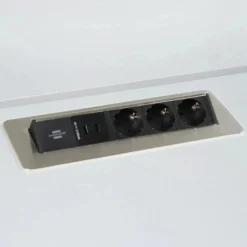 ELDUSB0 | Steckdosenleiste (ohne Fräsung) | 3 x Steckdose | 2 x USB - Zubehör Alu