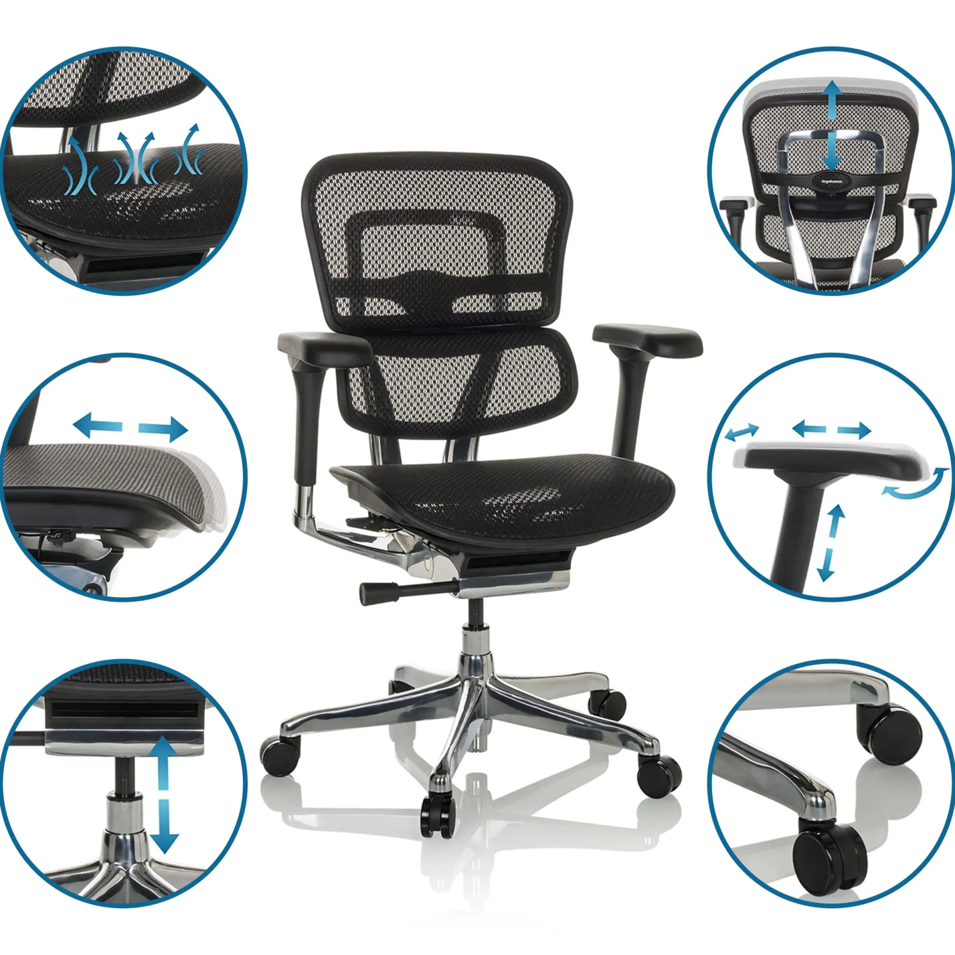 ERGOHUMAN BASE GEN2 | Netz - Luxus Chefsessel Schwarz