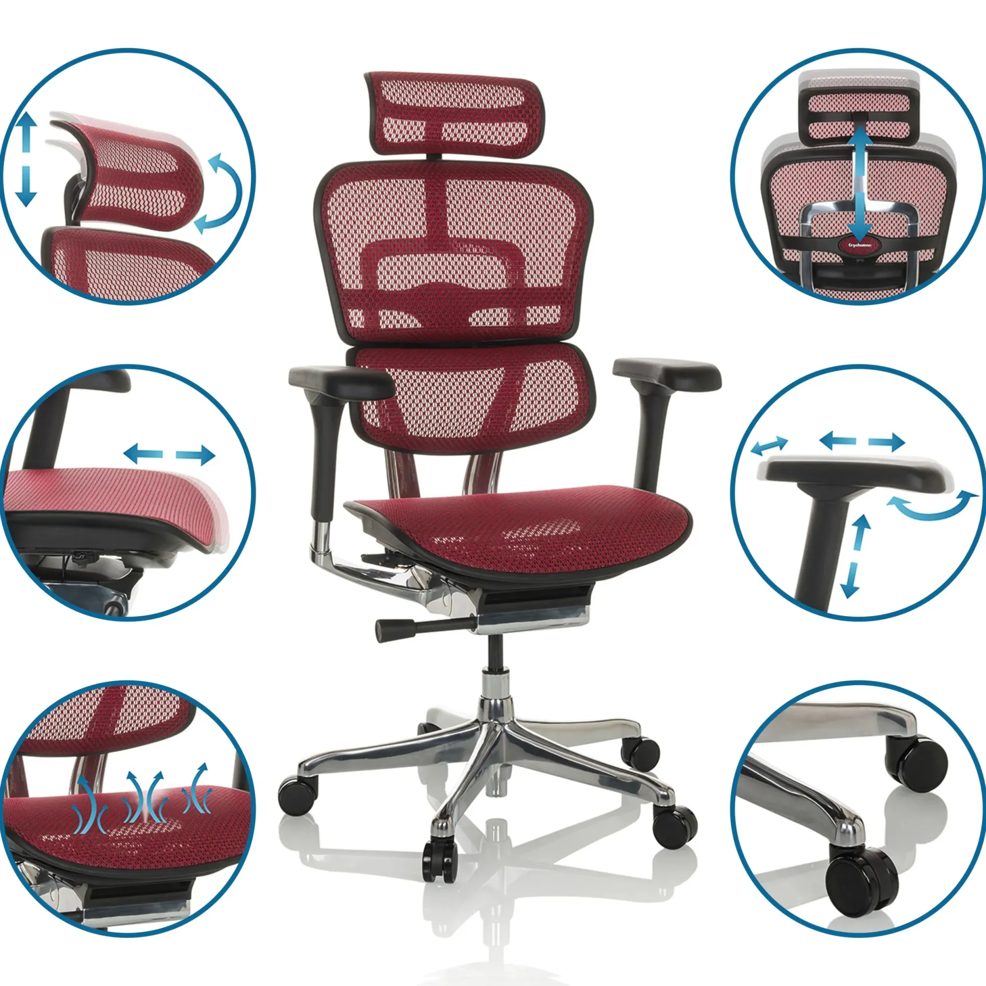 ERGOHUMAN GEN2 | Netz - Luxus Chefsessel Rot