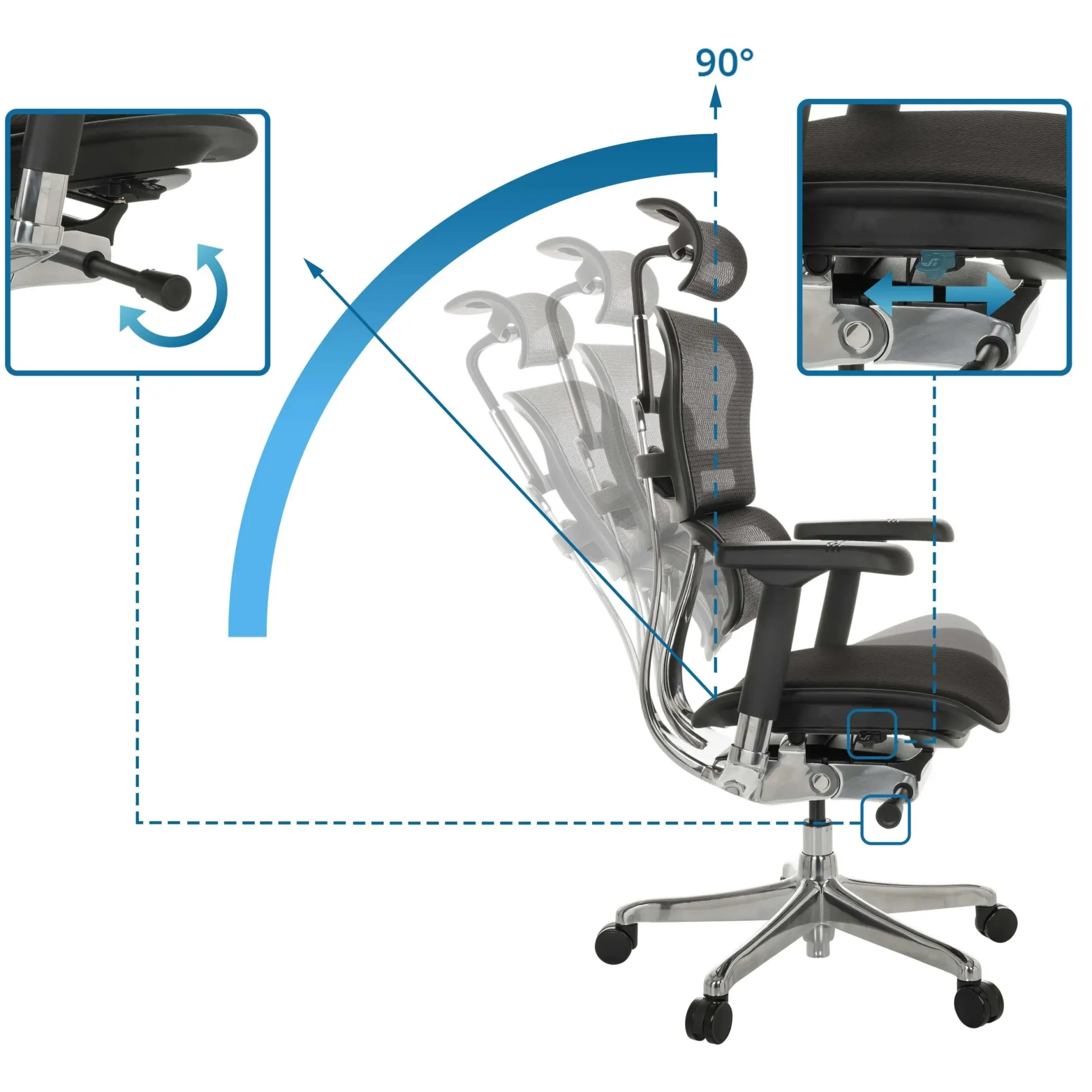 ERGOHUMAN GEN2 | Netzstoff / Stoff - Luxus Chefsessel Schwarz