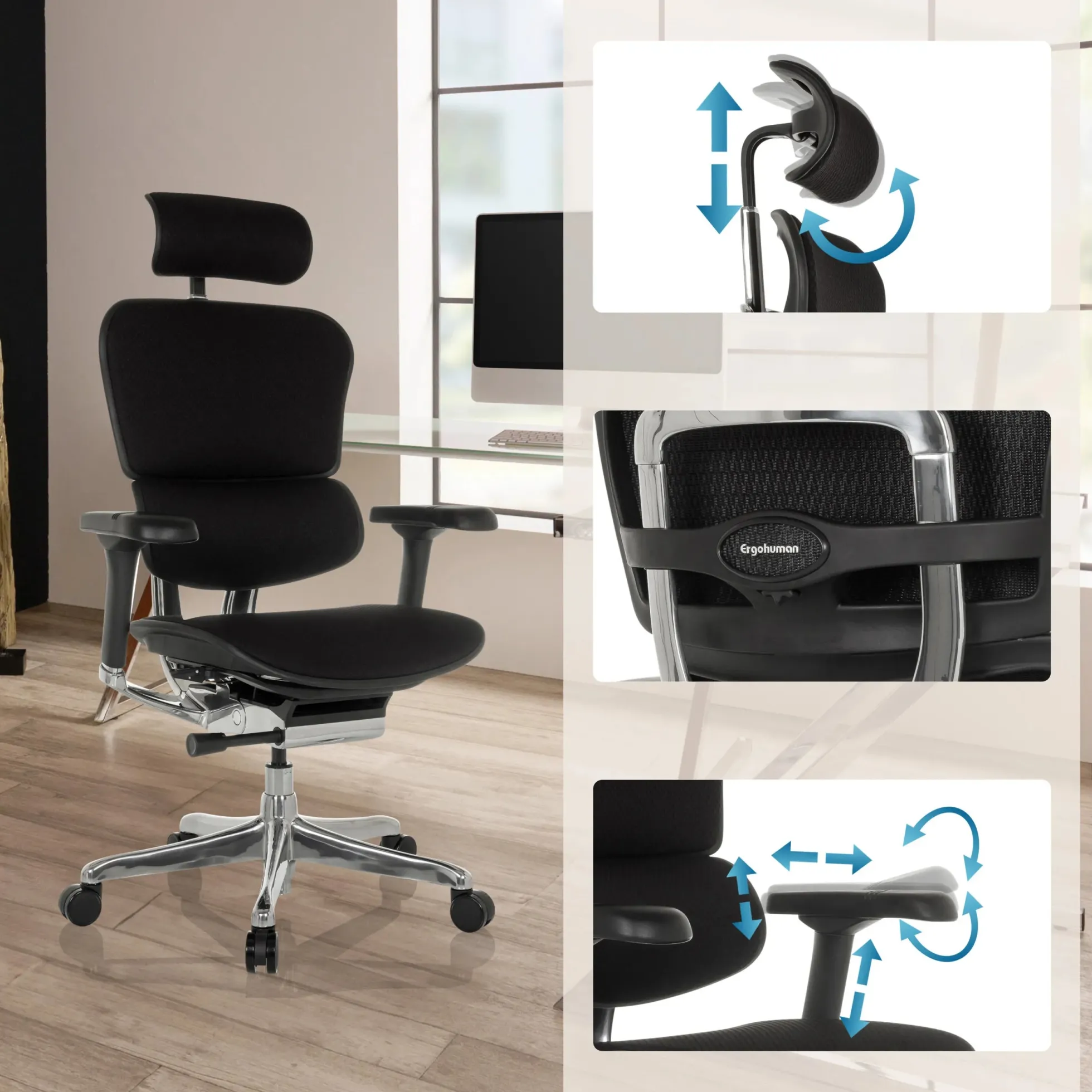 ERGOHUMAN GEN2 | Stoff - Luxus Chefsessel Schwarz
