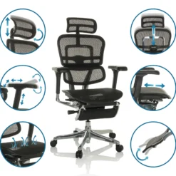 ERGOHUMAN PLUS LEGPRO GEN2 | Netz - Luxus Chefsessel Schwarz