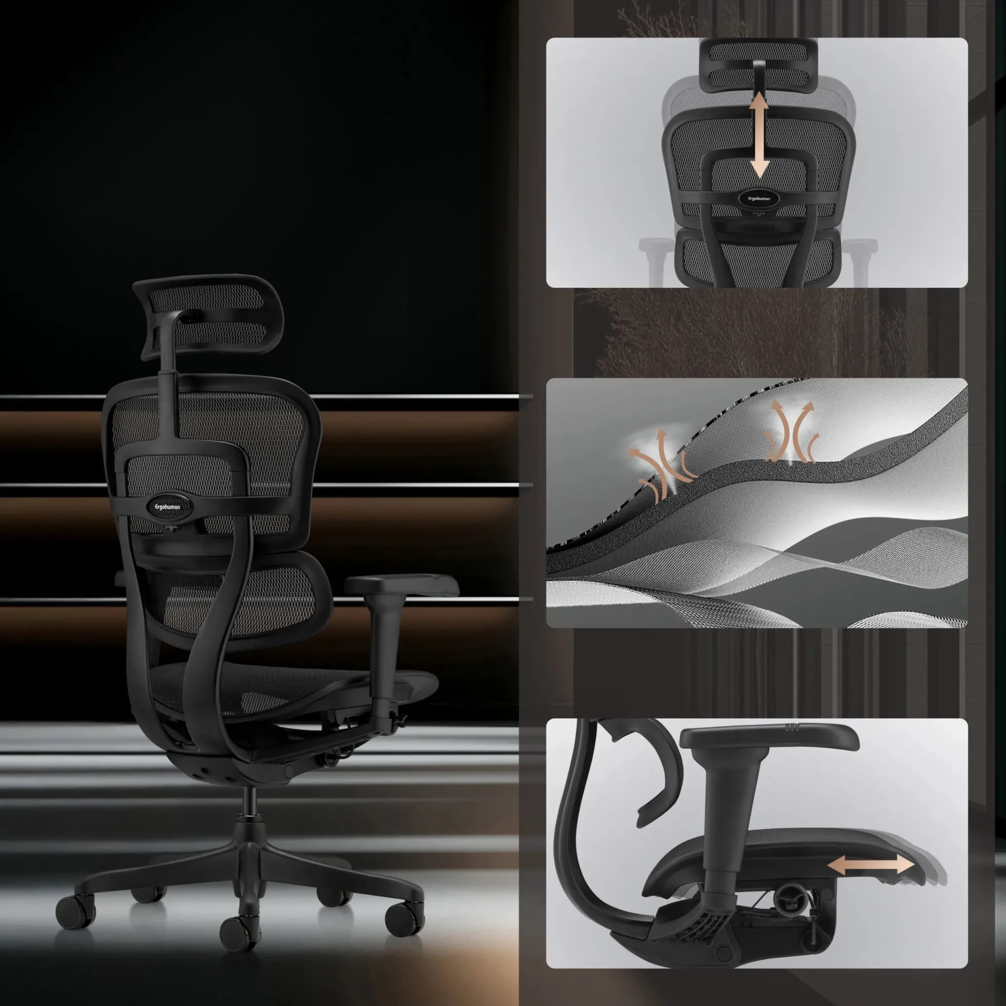 ERGOHUMAN SIGNATURE GEN2 | Netz - Luxus Chefsessel Schwarz