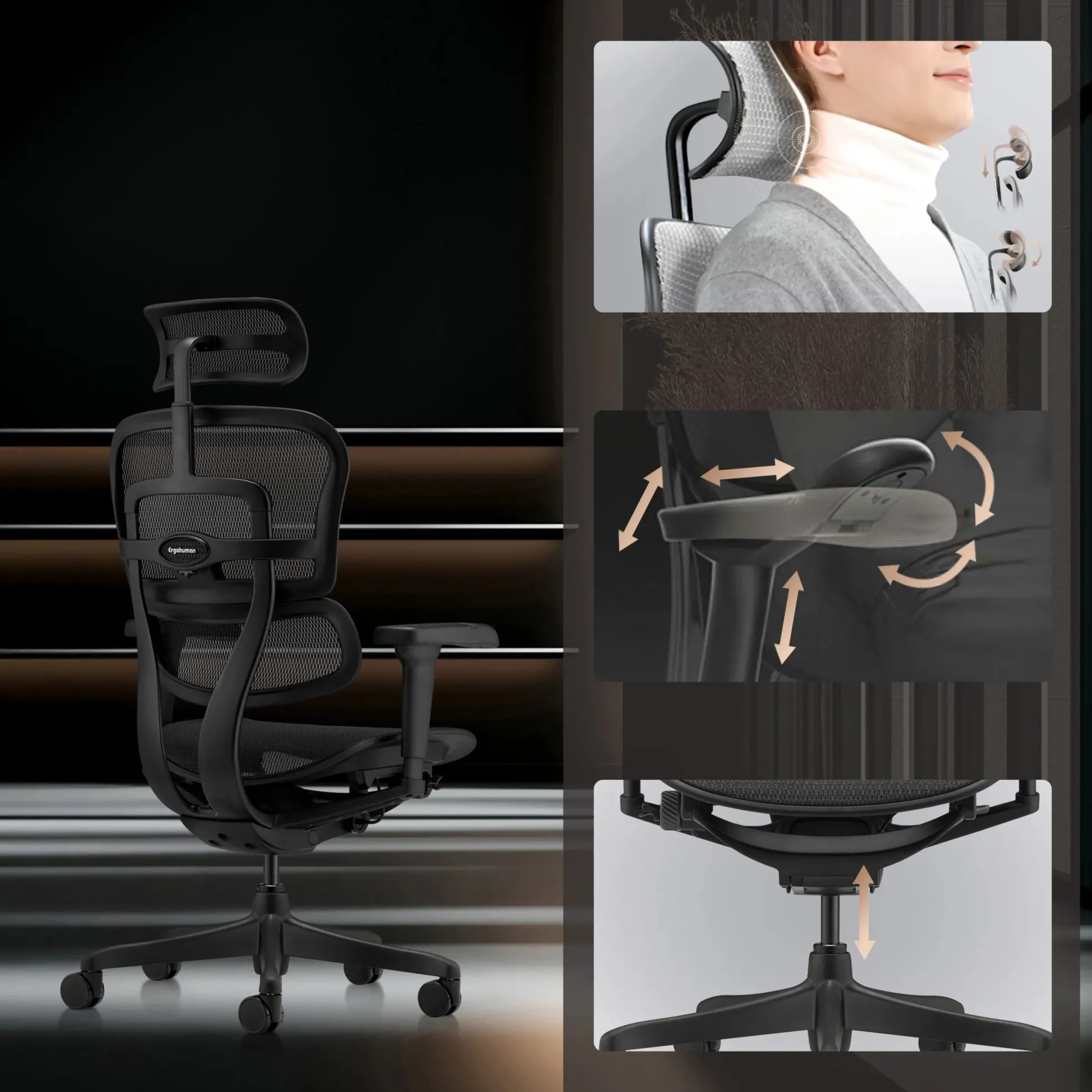 ERGOHUMAN SIGNATURE GEN2 | Netz - Luxus Chefsessel Schwarz