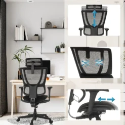 ERGOHUMAN SLIM ECO F GEN2 | Netzstoff / Stoff - Luxus Chefsessel Schwarz