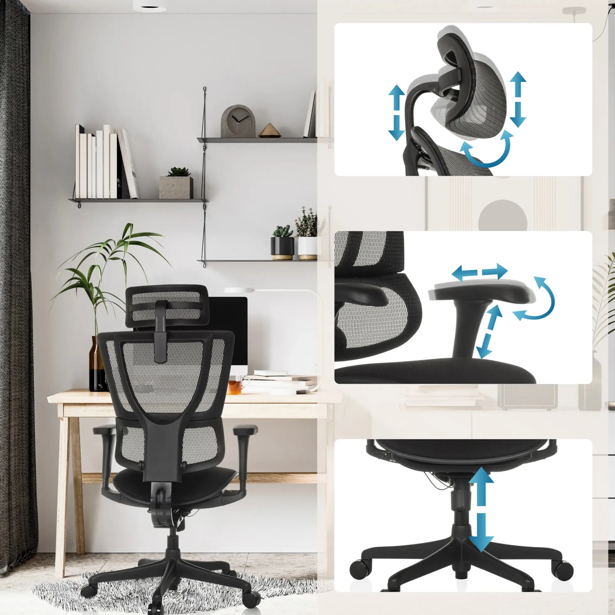 ERGOHUMAN SLIM ECO F GEN2 | Netzstoff / Stoff - Luxus Chefsessel Schwarz