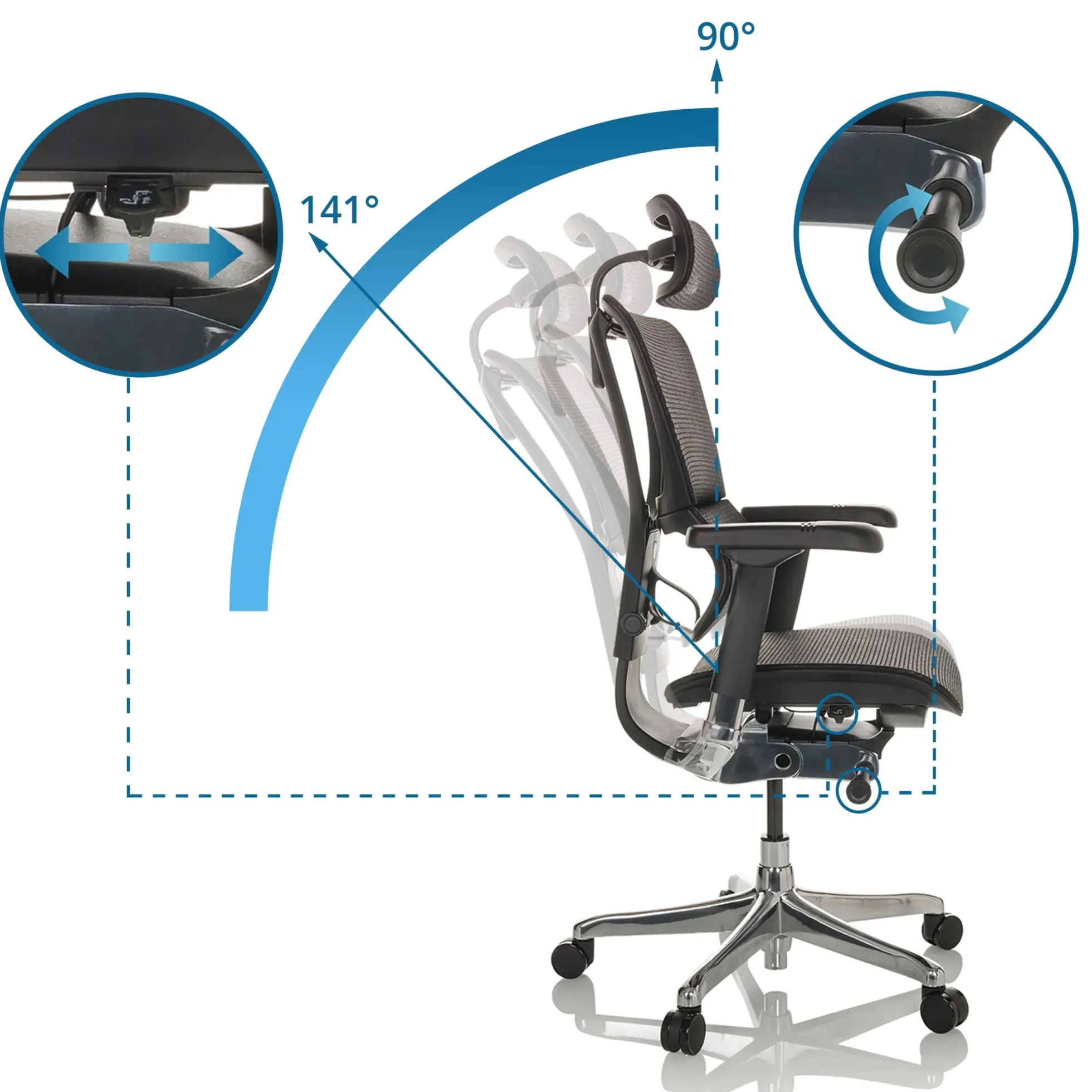 ERGOHUMAN SLIM GEN2 | Netz - Luxus Chefsessel Schwarz
