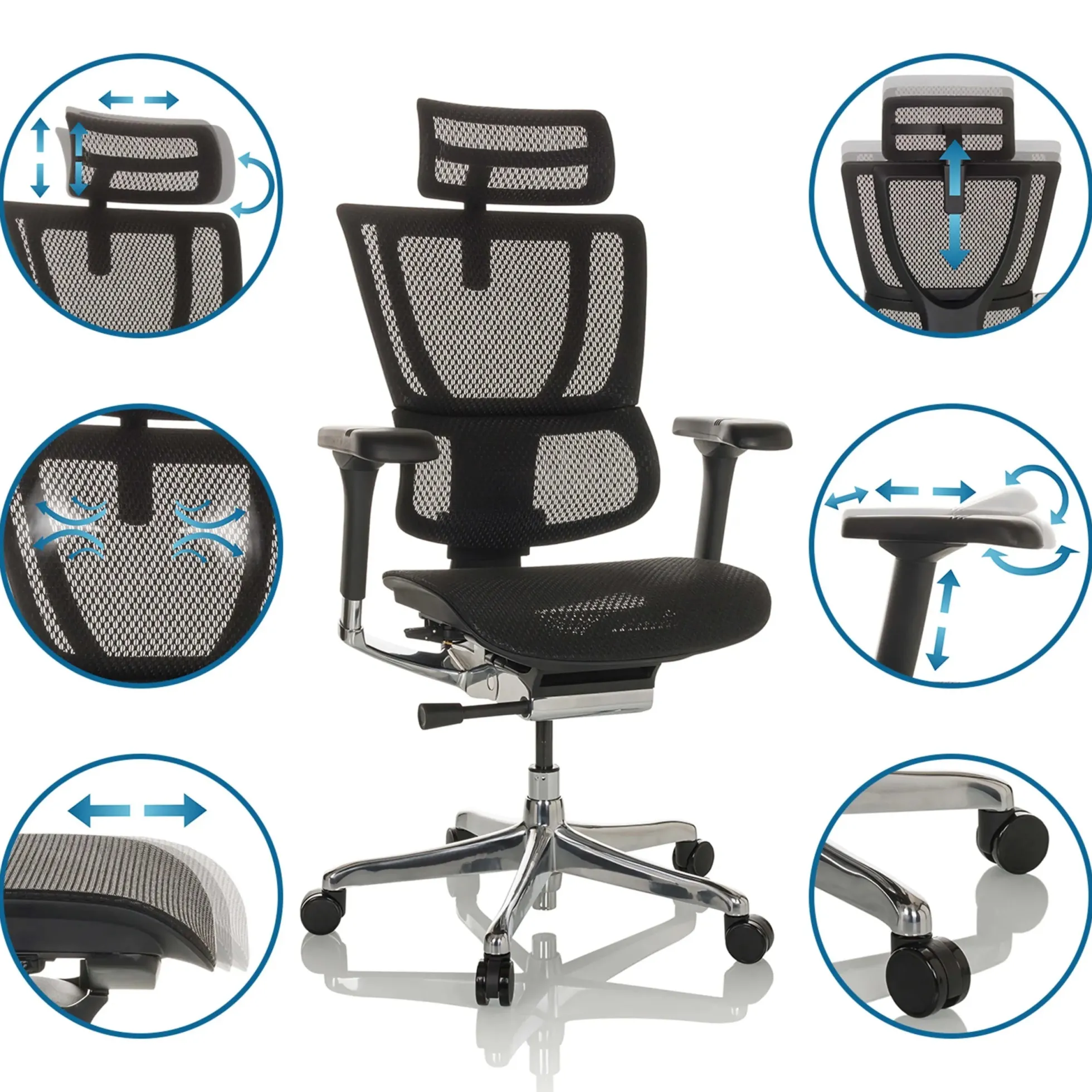 ERGOHUMAN SLIM GEN2 | Netz - Luxus Chefsessel Schwarz