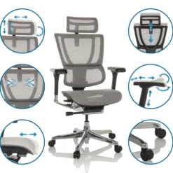 ERGOHUMAN SLIM GEN2 | Netz - Luxus Chefsessel Hellgrau