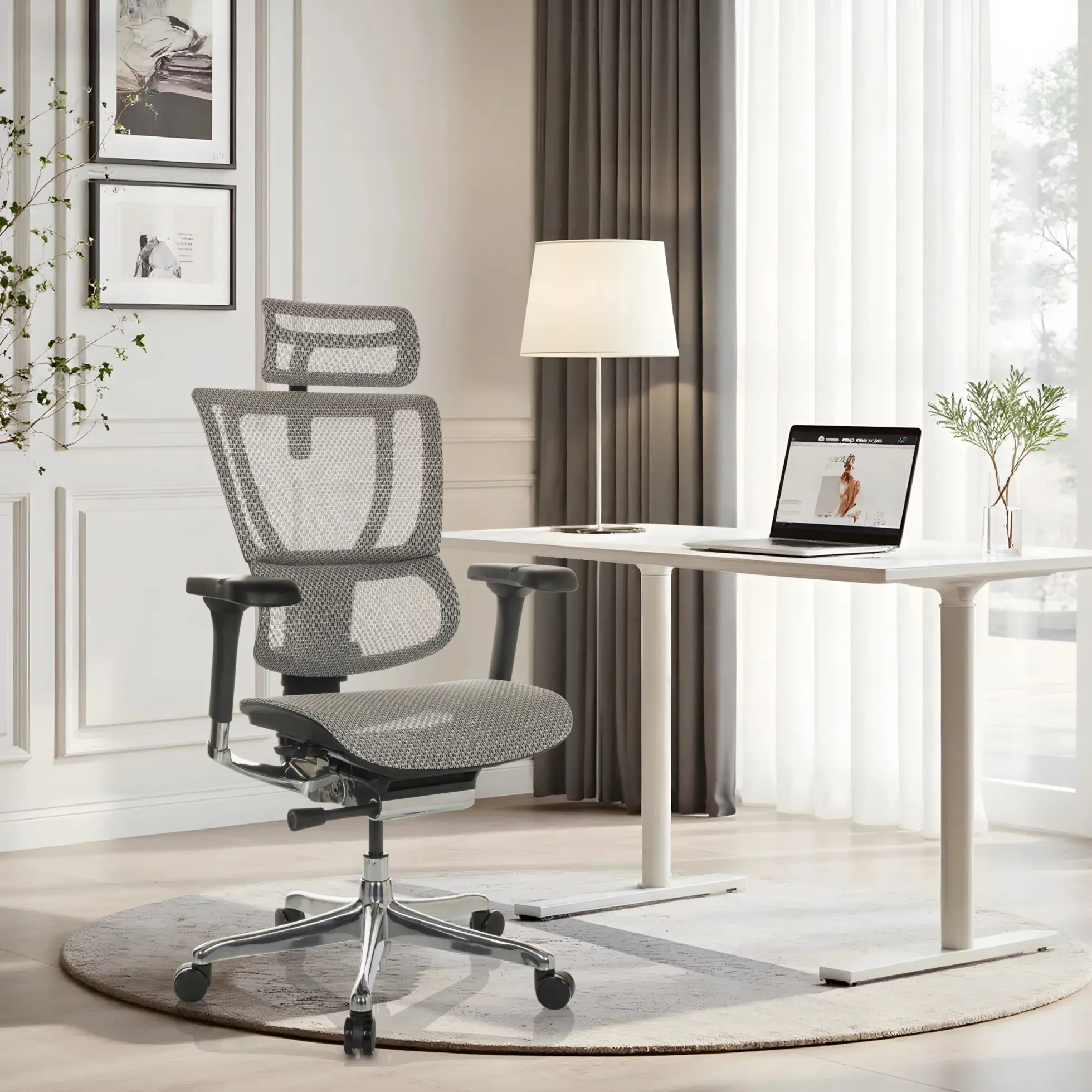ERGOHUMAN SLIM GEN2 | Netz - Luxus Chefsessel Hellgrau