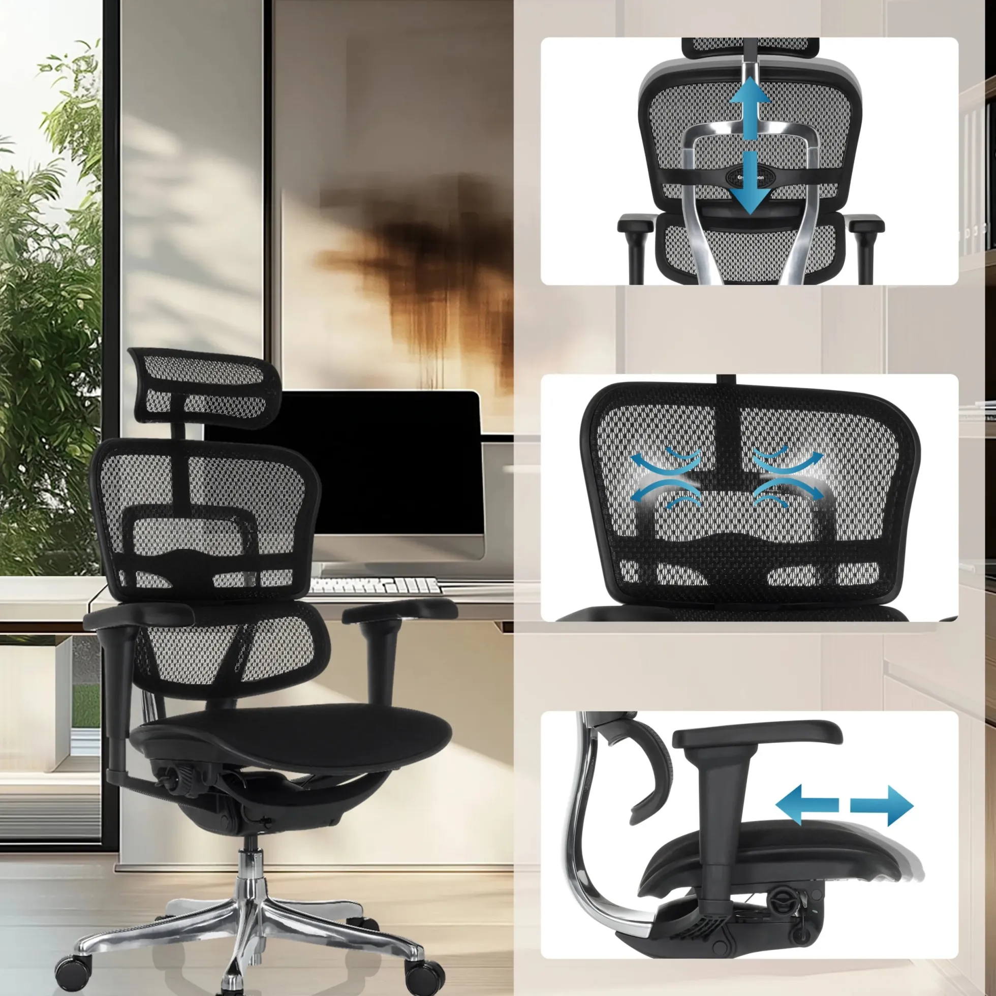 ERGOHUMAN ULTRA F GEN2 | Stoff/Netz - Luxus Chefsessel Schwarz