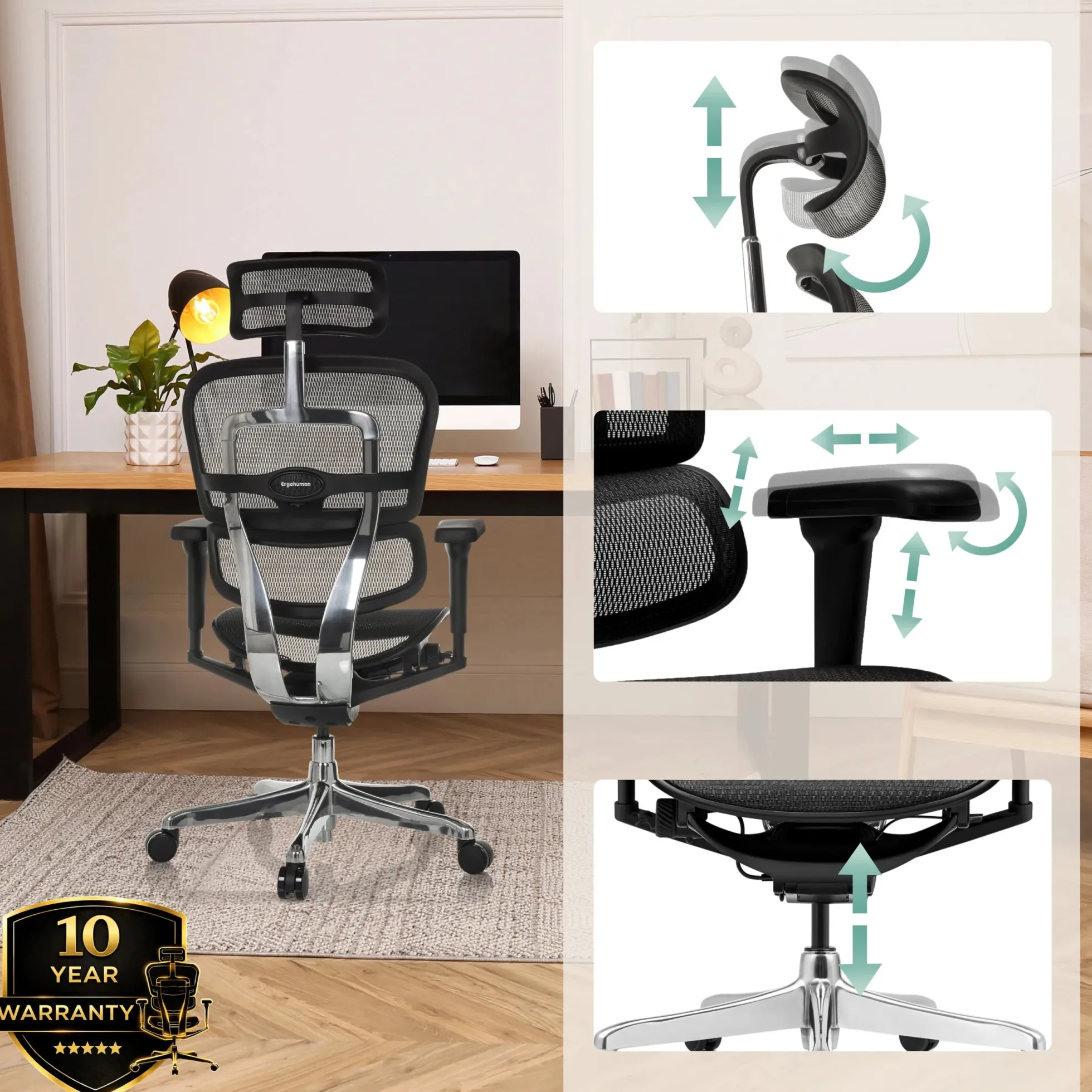ERGOHUMAN ULTRA GEN2 | Netz - Luxus Chefsessel Schwarz