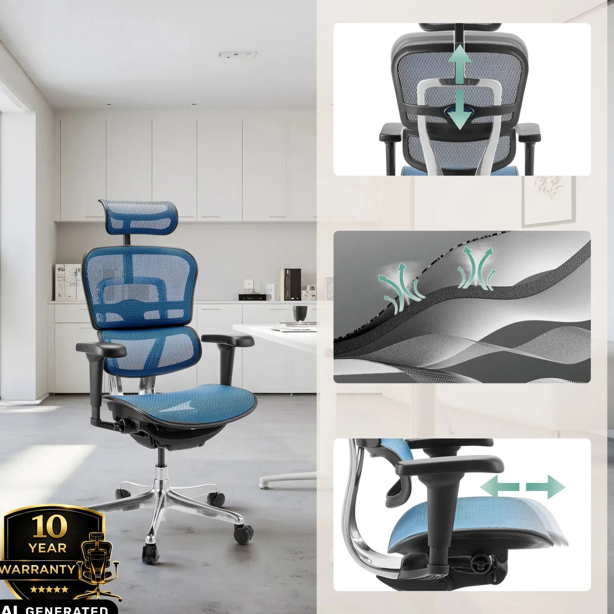 ERGOHUMAN ULTRA GEN2 | Netz - Luxus Chefsessel Blau