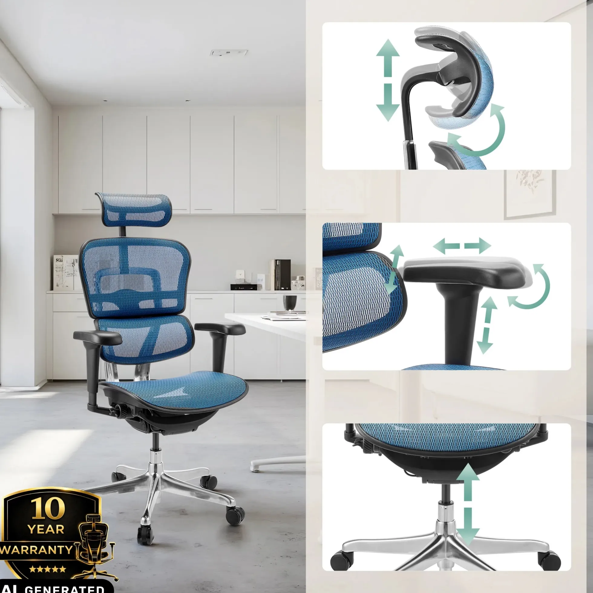 ERGOHUMAN ULTRA GEN2 | Netz - Luxus Chefsessel Blau