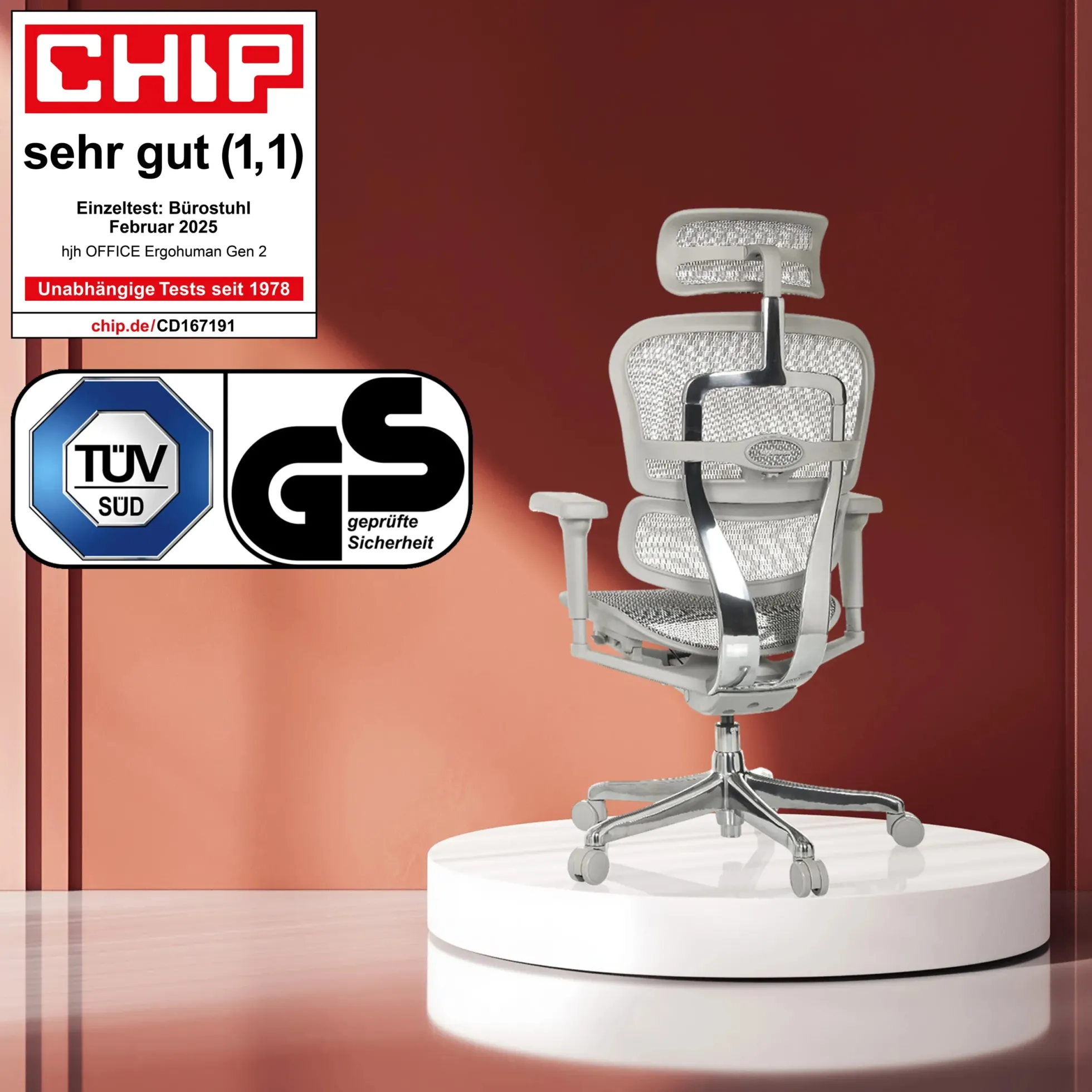 ERGOHUMAN ULTRA G GEN2 | Netz - Luxus Chefsessel Grau