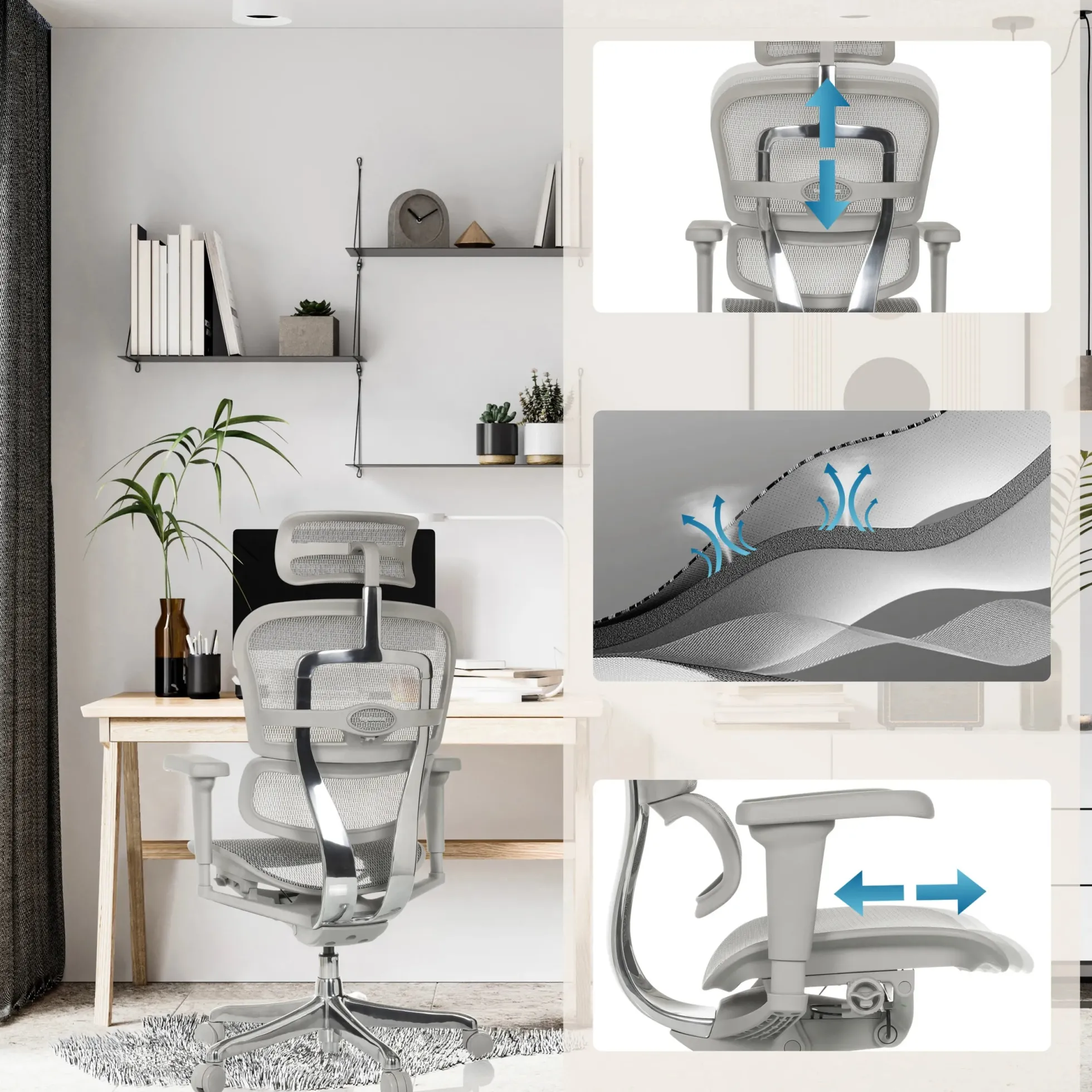 ERGOHUMAN ULTRA G GEN2 | Netz - Luxus Chefsessel Grau