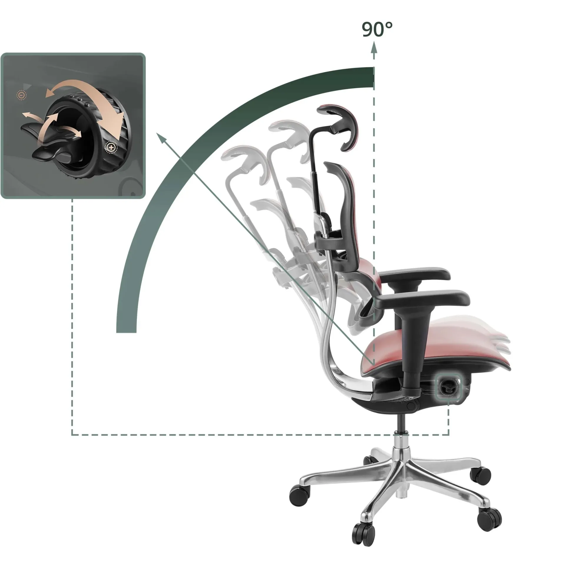 ERGOHUMAN ULTRA L GEN2 | Leder - Luxus Chefsessel Burgunderrot