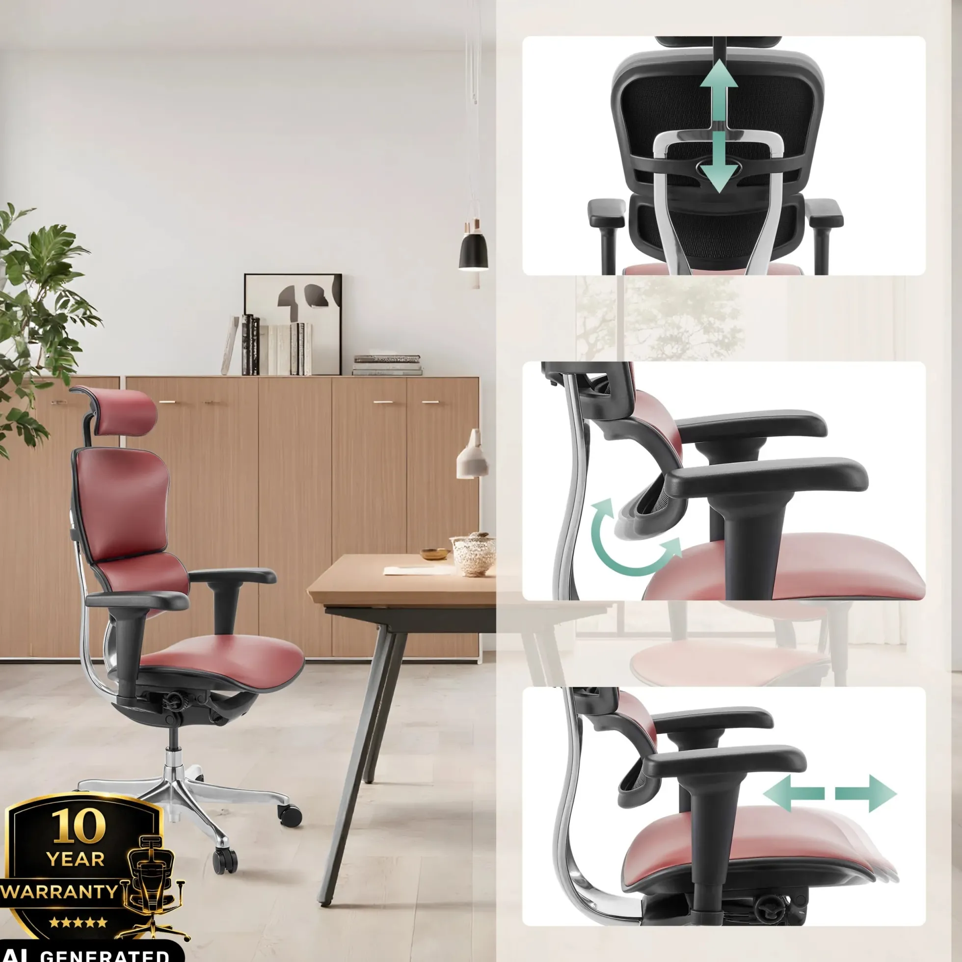 ERGOHUMAN ULTRA L GEN2 | Leder - Luxus Chefsessel Burgunderrot