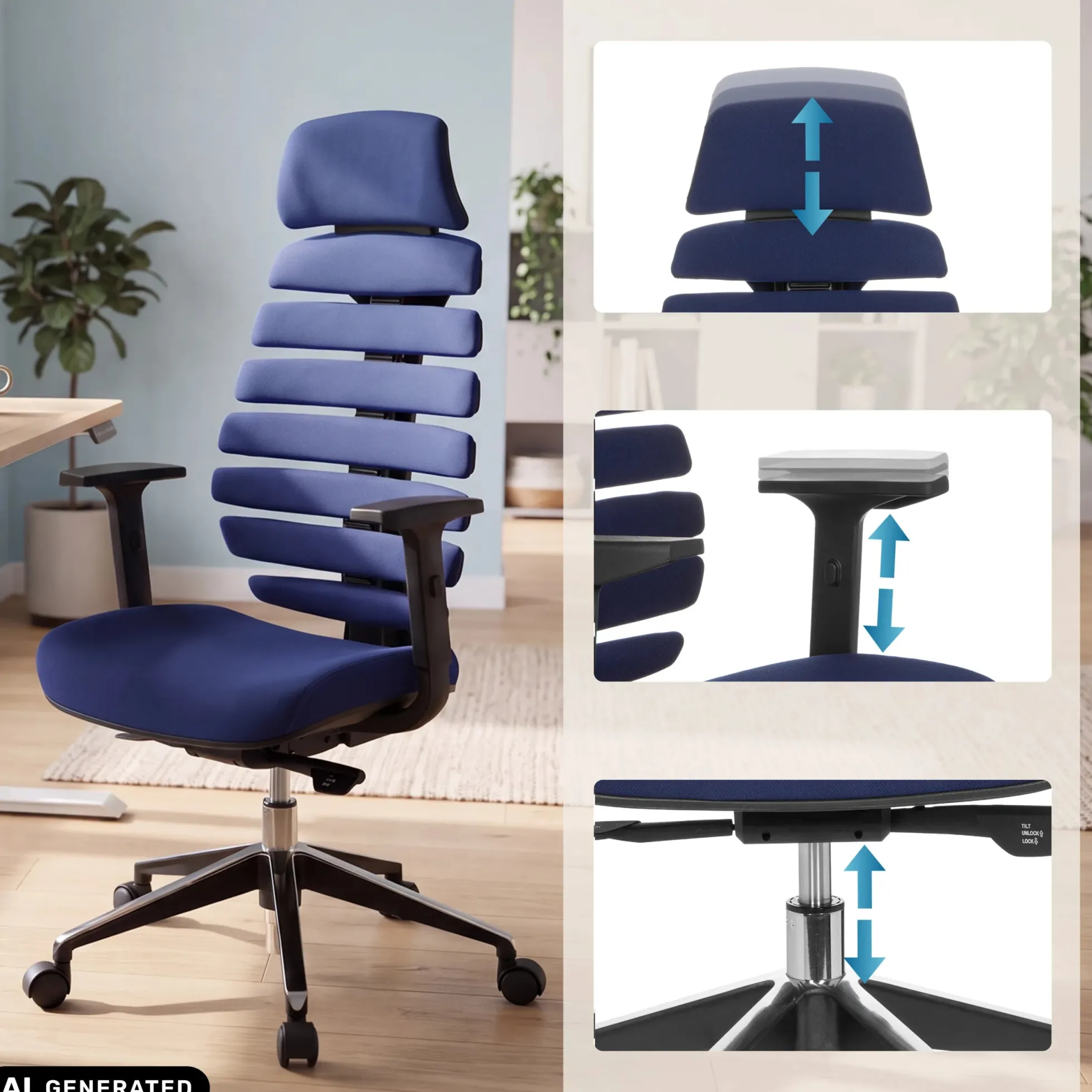 ERGO LINE II PRO | Stoff - Profi Bürostuhl Blau