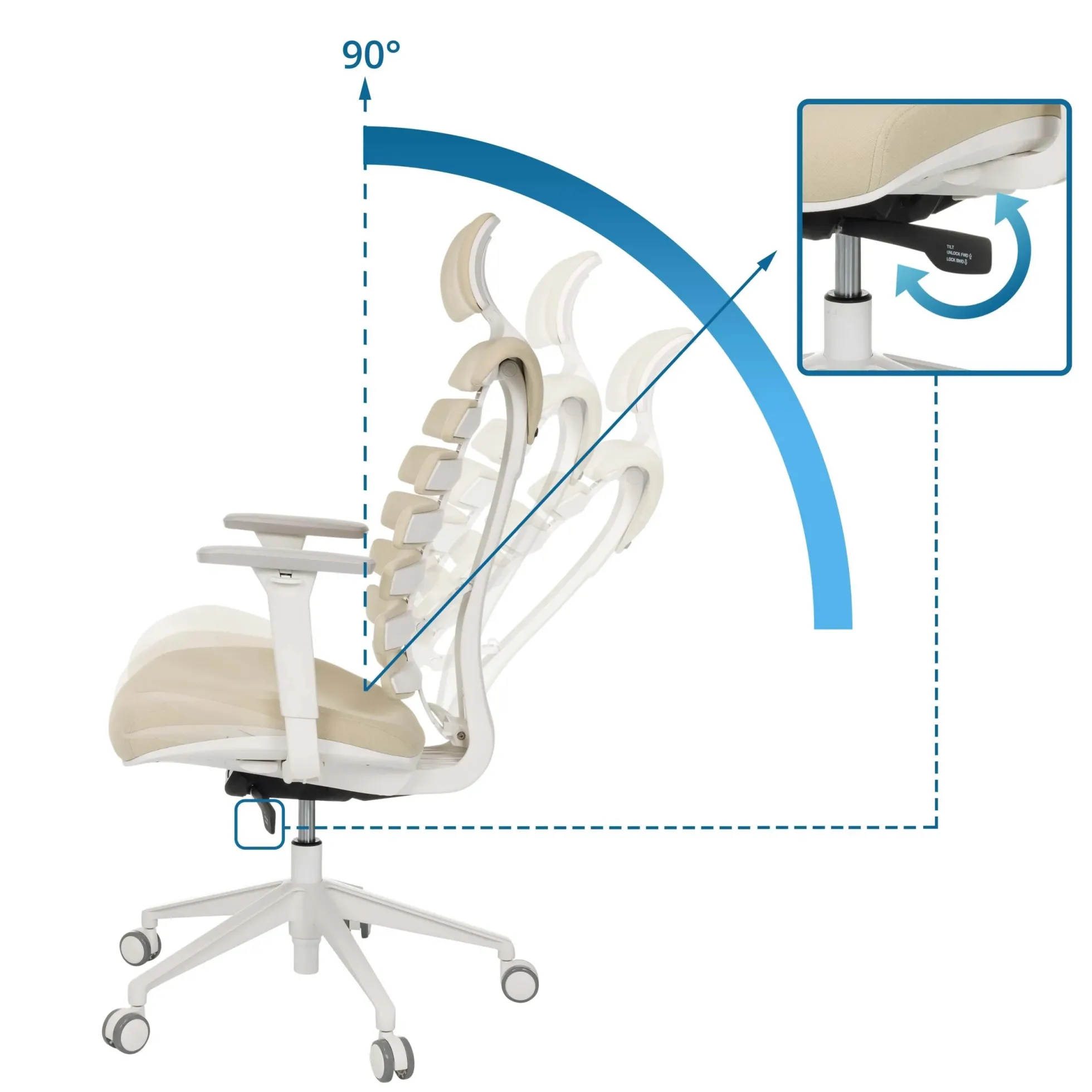 ERGO LINE W | Stoff - Profi Bürostuhl Salted Caramel