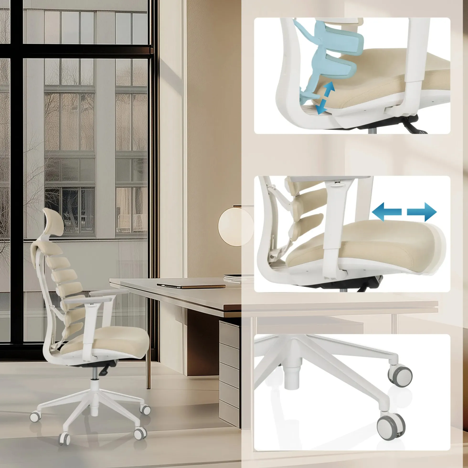 ERGO LINE W | Stoff - Profi Bürostuhl Salted Caramel