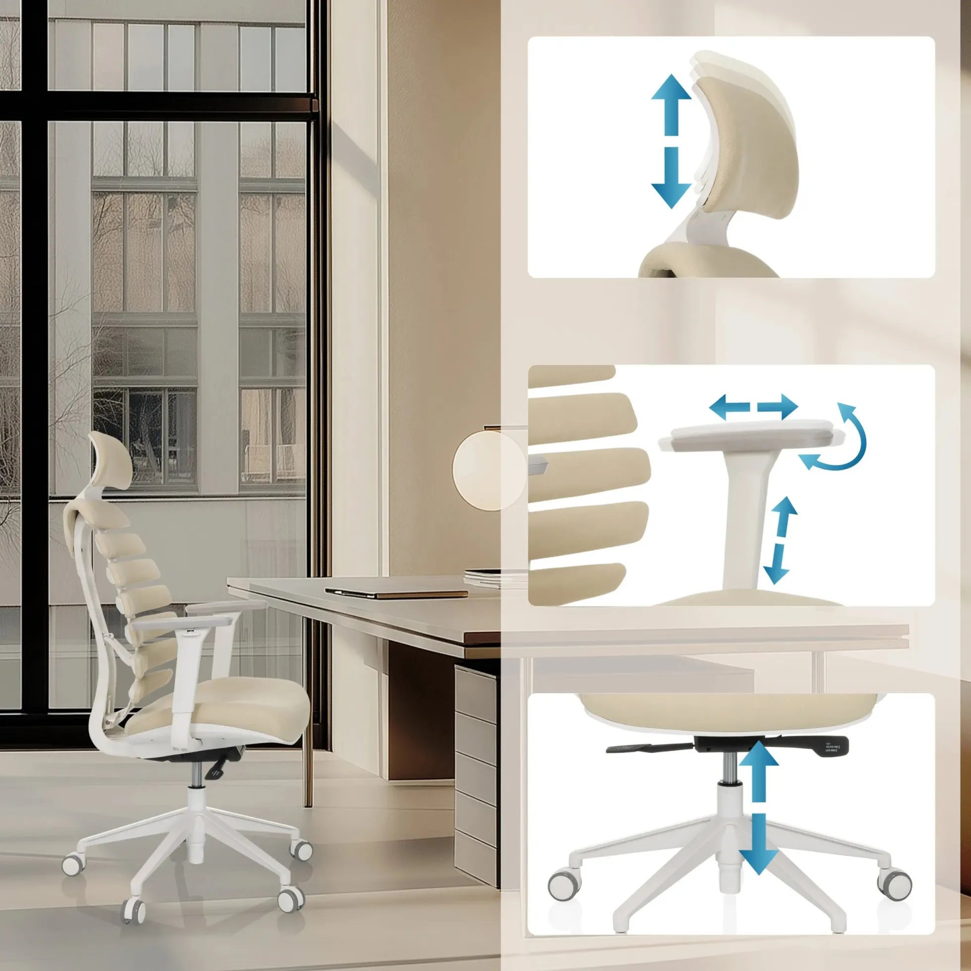 ERGO LINE W | Stoff - Profi Bürostuhl Salted Caramel