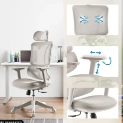 Ergomy Colore | Stoff / 3D Netz | Rahmen: Bunt - Home Office Bürostuhl Beige