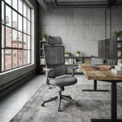 Ergomy Colore | Stoff / 3D Netz | Rahmen: Bunt - Home Office Bürostuhl Grau