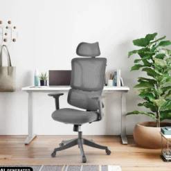 Ergomy Colore | Stoff / 3D Netz | Rahmen: Bunt - Home Office Bürostuhl Grau