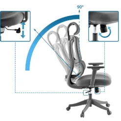 Ergomy Colore | Stoff / 3D Netz | Rahmen: Bunt - Home Office Bürostuhl Grau