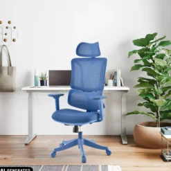 Ergomy Colore | Stoff / 3D Netz | Rahmen: Bunt - Home Office Bürostuhl Blau