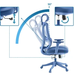 Ergomy Colore | Stoff / 3D Netz | Rahmen: Bunt - Home Office Bürostuhl Blau