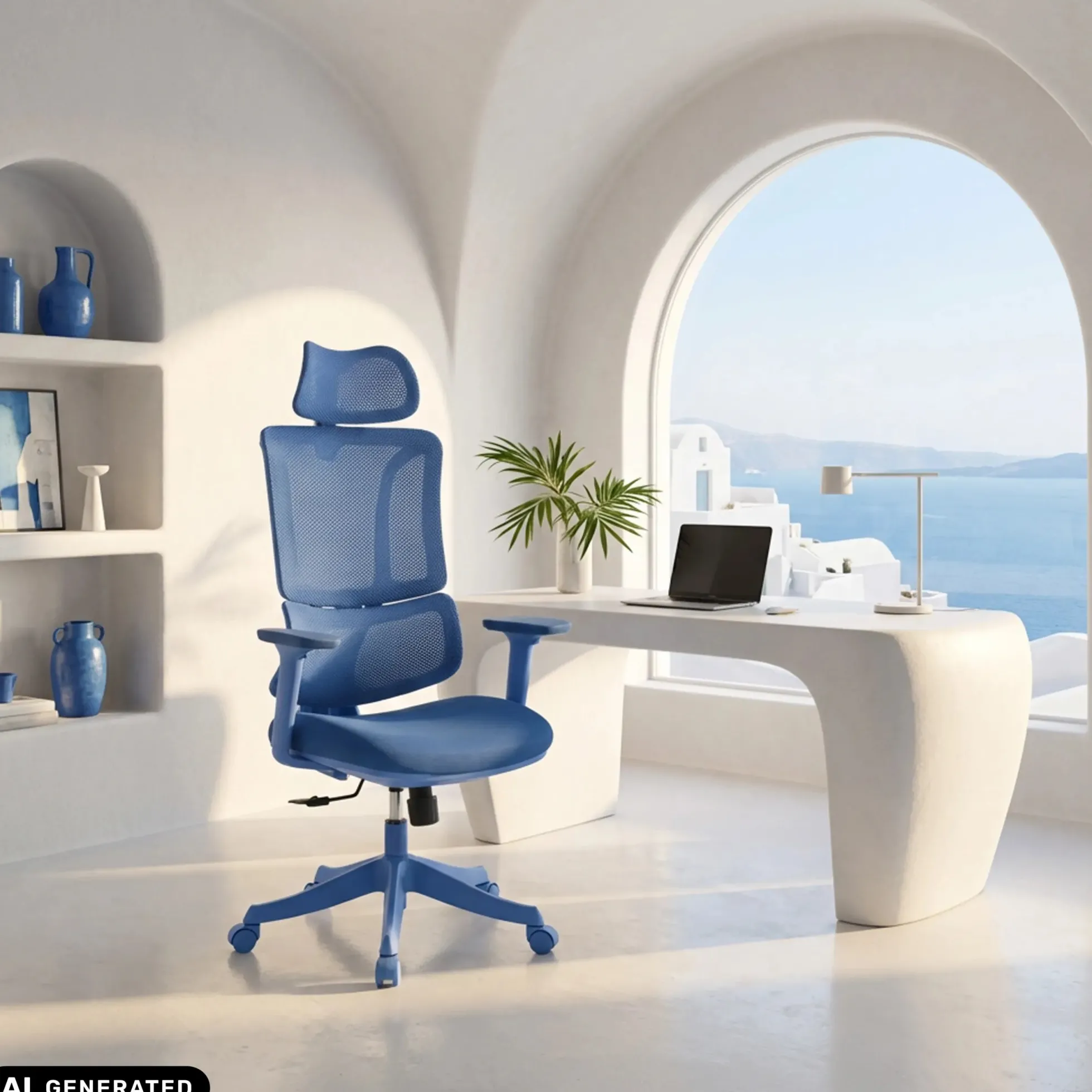 Ergomy Colore | Stoff / 3D Netz | Rahmen: Bunt - Home Office Bürostuhl Blau