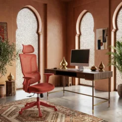 Ergomy Colore | Stoff / 3D Netz | Rahmen: Bunt - Home Office Bürostuhl Rot