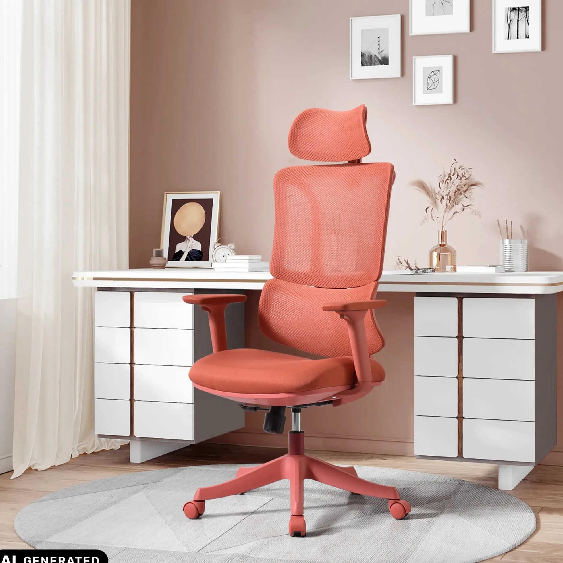 Ergomy Colore | Stoff / 3D Netz | Rahmen: Bunt - Home Office Bürostuhl Rot