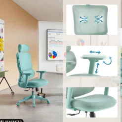 Ergomy Colore | Stoff / 3D Netz | Rahmen: Bunt - Home Office Bürostuhl Türkis