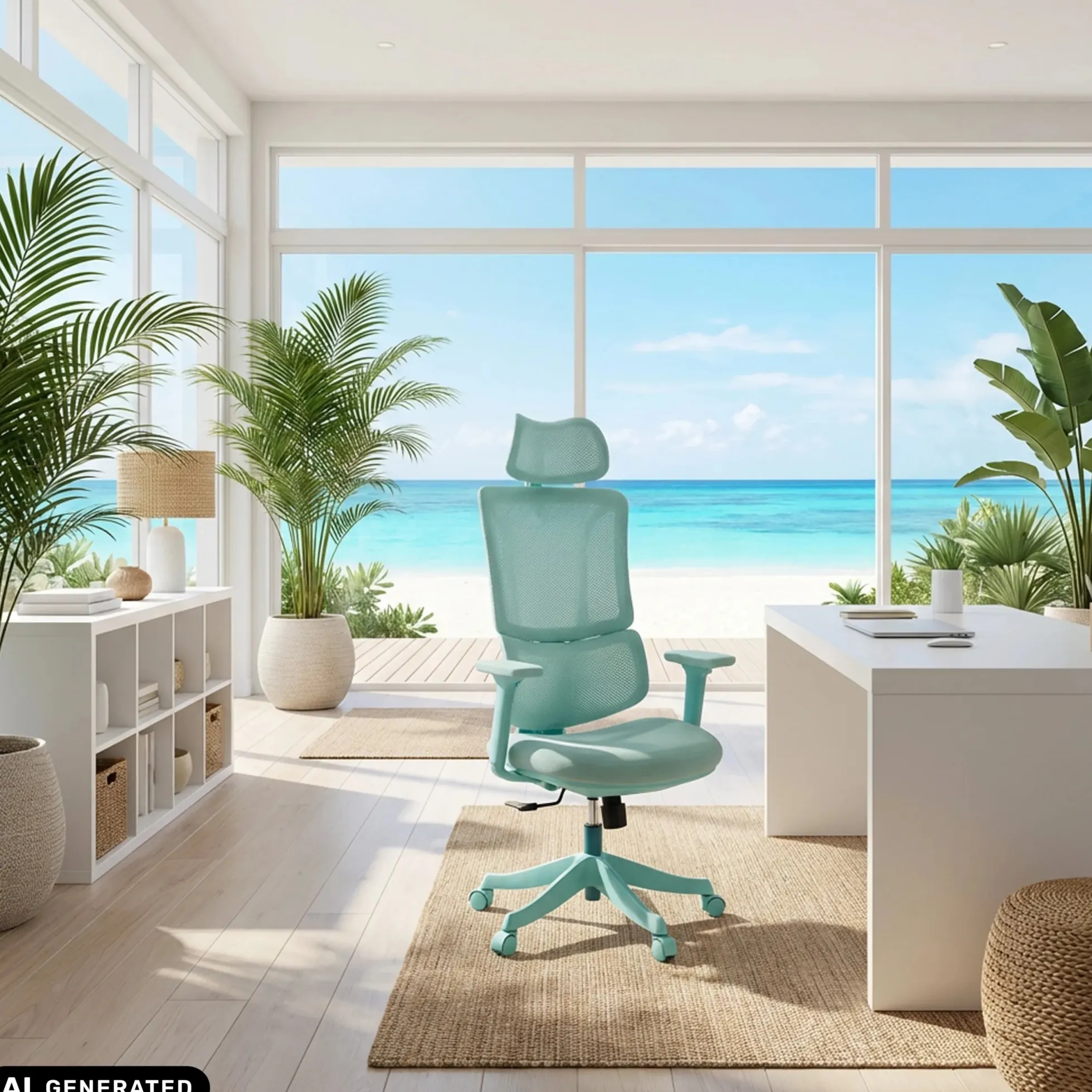 Ergomy Colore | Stoff / 3D Netz | Rahmen: Bunt - Home Office Bürostuhl Türkis