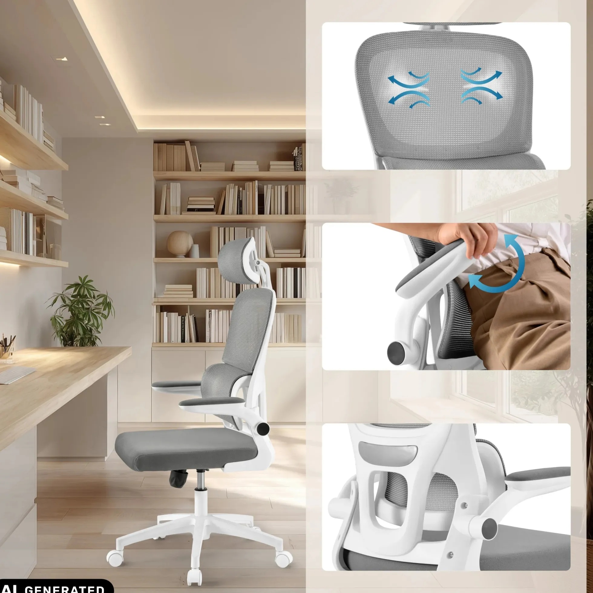 ERGOMY FLEX - Home Office Bürostuhl Grau
