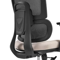 Ergomy Pro | Netzstoff / Stoff - Profi Bürostuhl Dunkelgrau/Beige