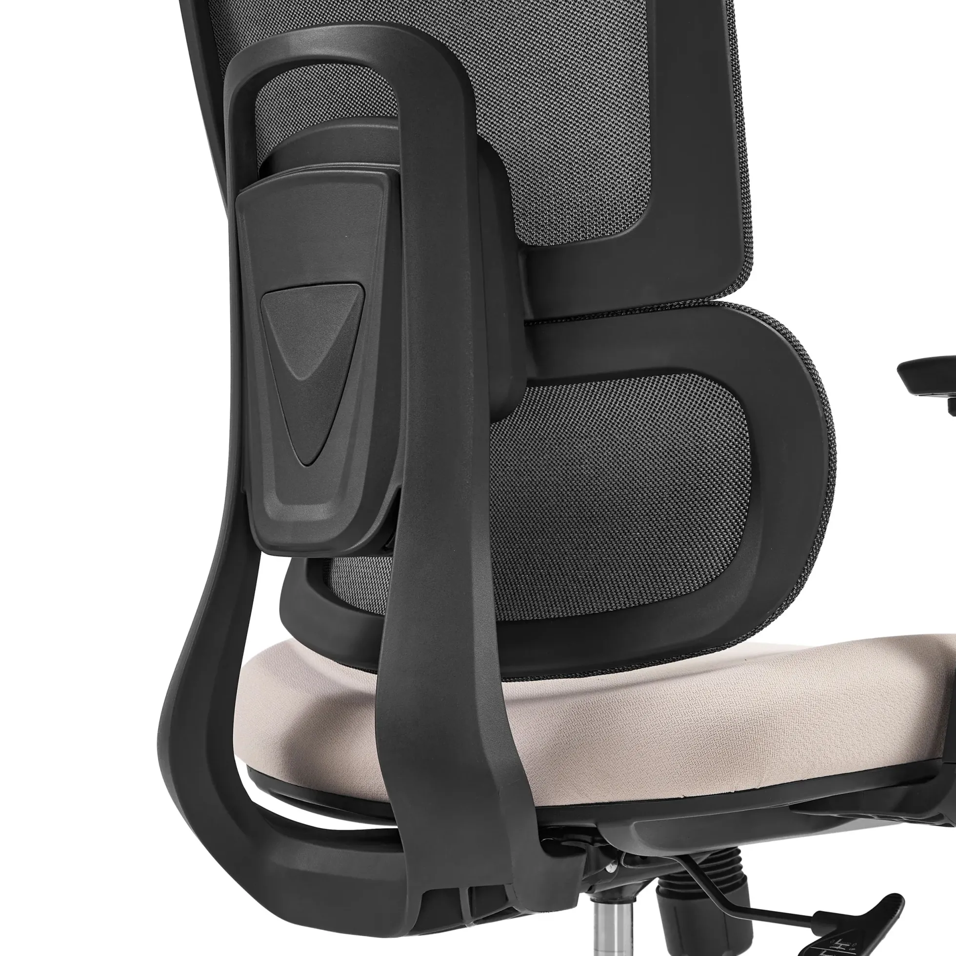 Ergomy Pro | Netzstoff / Stoff - Profi Bürostuhl Dunkelgrau/Beige